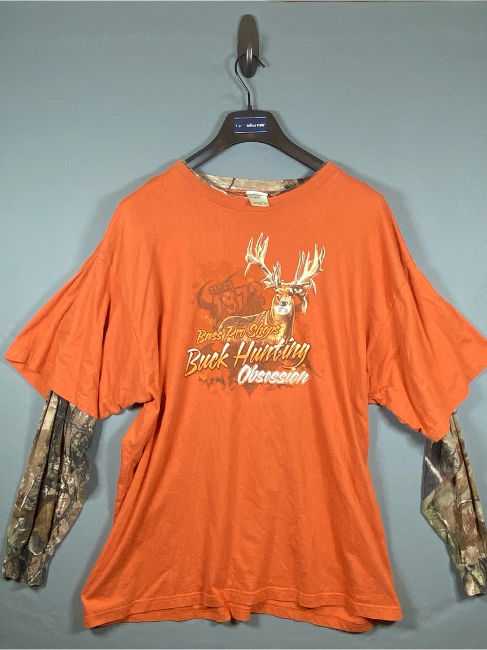 Bass Pro Shops Hunting Shirt XXL Orange Camo Double Layer Long Sleeve Buck Deer